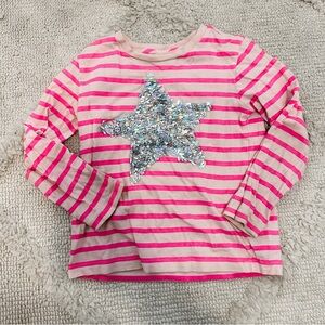 CrewCuts Pink Striped Kids Shirt with Sequin Star